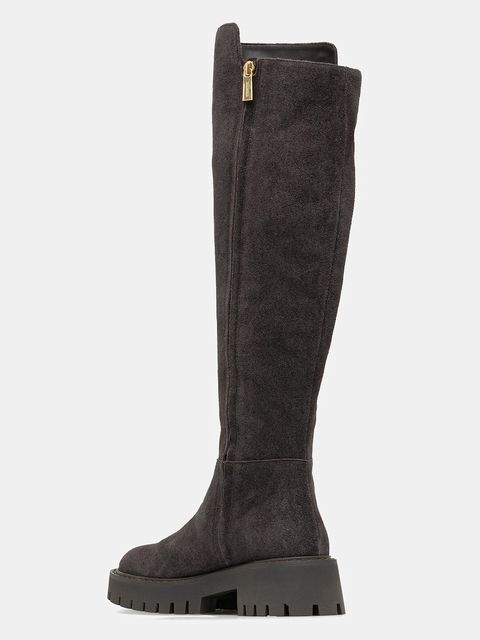 MICHAEL Michael Kors kozaki zamszowe Asher damskie kolor brązowy na płaskim obcasie 40F5ASFB5S.251