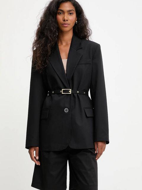 Answear Lab marynarka kolor czarny jednorzędowa gładka - zdjęcie produktu nr 1