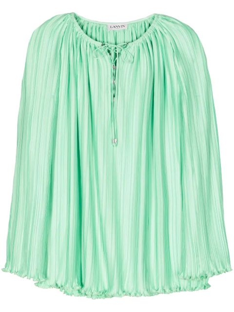 Lanvin tie-neck pleated blouse - Green - zdjęcie produktu nr 1