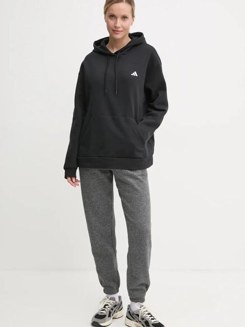 adidas bluza Essentials damska kolor czarny z kapturem gładka IW0220 - zdjęcie produktu nr 2