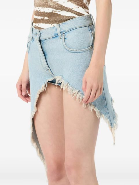 Blumarine asymmetric frayed denim skirt - Blue