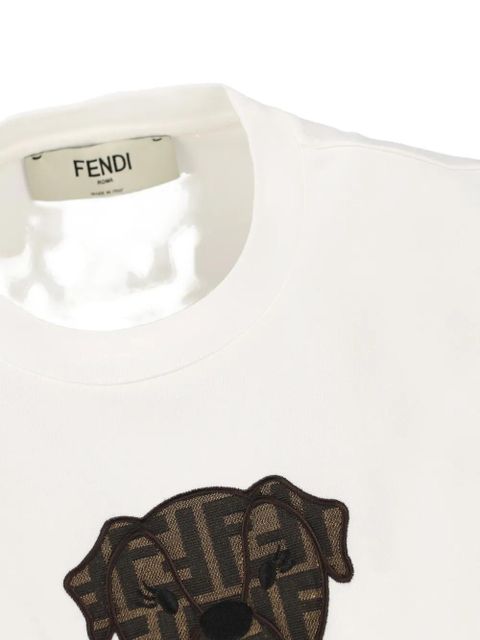FENDI Fendi Itina dog-appliqué T-shirt - White - zdjęcie produktu nr 2