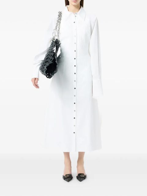 Blumarine pleated cotton poplin shirt dress - White