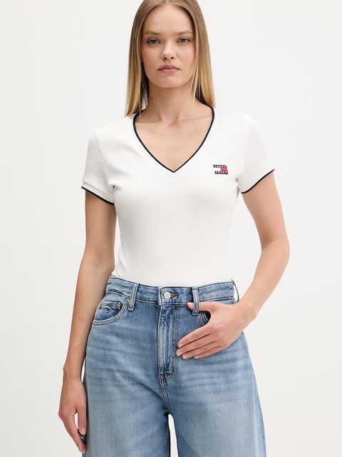Tommy Jeans T-shirt damski bawełniany z elastanem - zdjęcie produktu nr 1
