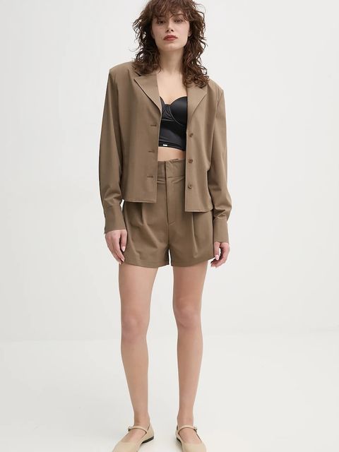 ISABELLE BLANCHE szorty damskie kolor beżowy gładkie high waist IS25SS-P019-T003 - zdjęcie produktu nr 2