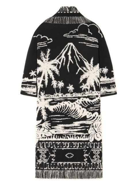 Alanui palm-tree fringe coat - Black