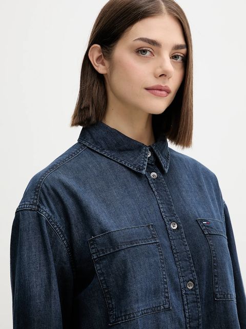 Tommy Jeans sukienka jeansowa kolor granatowy mini oversize DW0DW21650