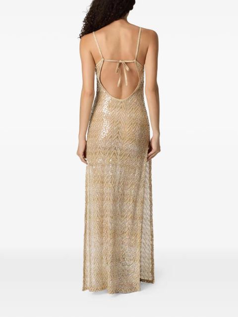 Missoni sequin split maxi beach dress - Gold