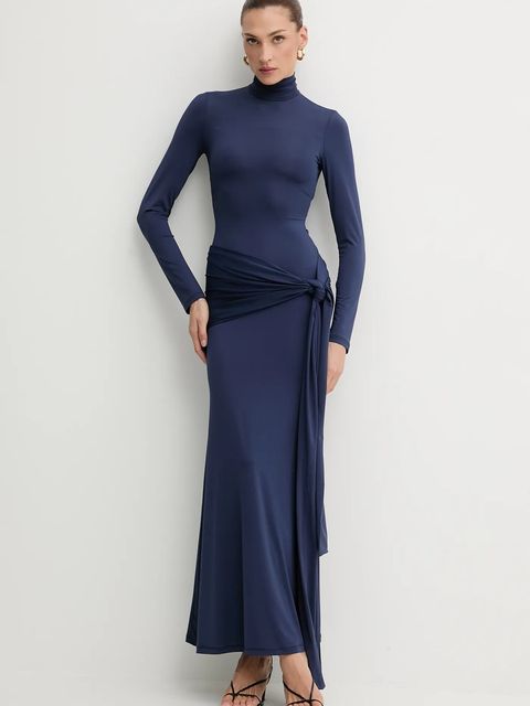 Bardot sukienka ALIX kolor granatowy maxi dopasowana 59467DB