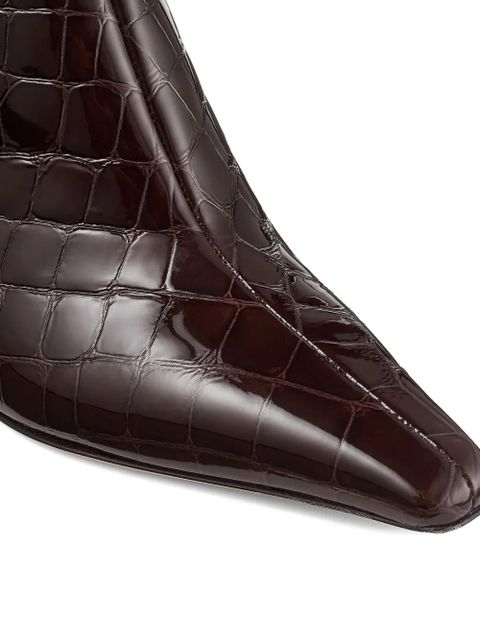 Jimmy Choo 85mm Agathe croc-embossed boots - Brown