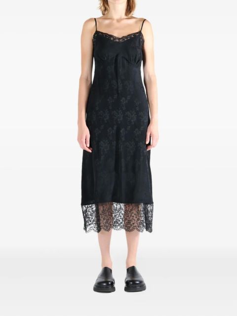 Simone Rocha floral-lace slip midi dress - Black - zdjęcie produktu nr 2