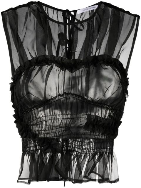 Cecilie Bahnsen ruched sleeveless silk top - Black - zdjęcie produktu nr 1