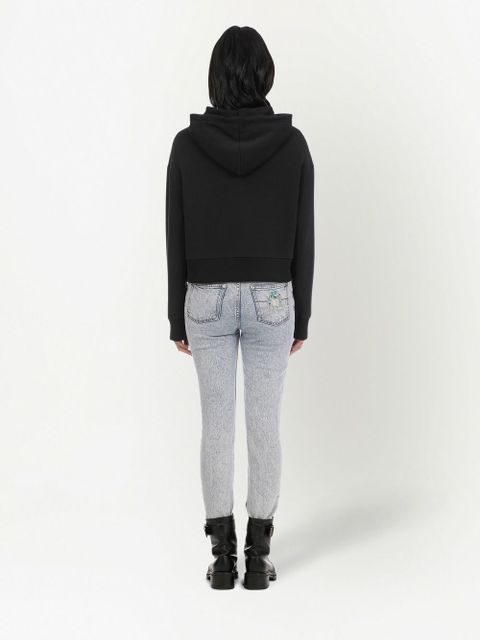 Balmain rhinestone cotton hoodie - Black