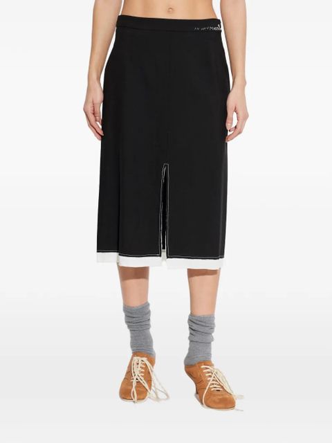 Marni split logo-embroidered midi skirt - Black