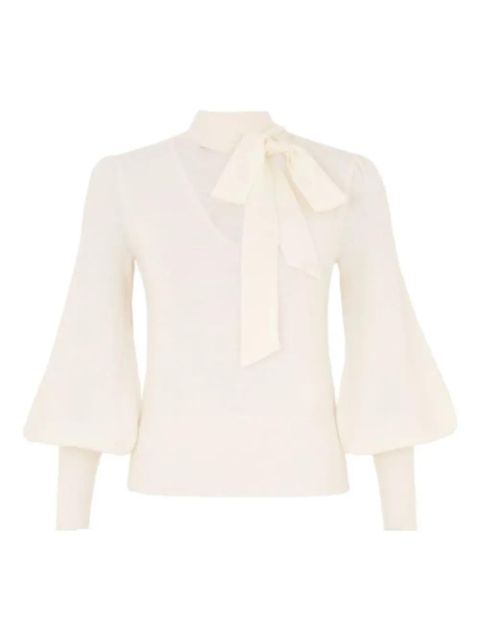 ZIMMERMANN neck-tie balloon-sleeve jumper - Neutrals - zdjęcie produktu nr 1