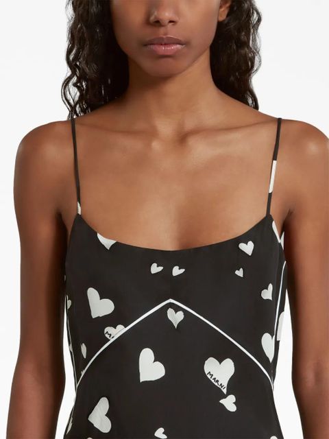 Marni Bunch of Hearts silk slip dress - Black