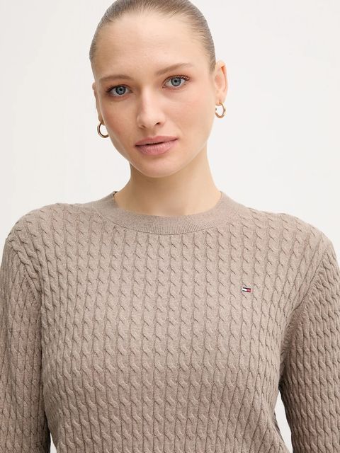 Tommy Hilfiger sweter bawełniany kolor beżowy lekki WW0WW44993