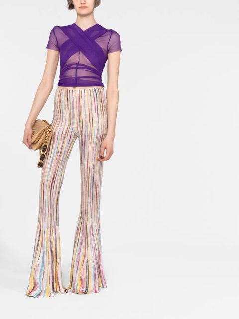 Missoni stripe-pattern semi-sheer flared trousers - Neutrals
