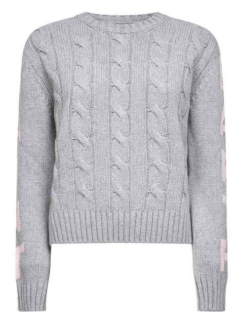 MC2 Saint Barth cable-knit jacquard lettering sweater - Grey - zdjęcie produktu nr 1