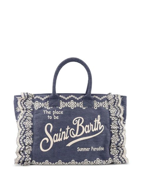 MC2 Saint Barth broderie anglaise ruffled tote bag - Blue - zdjęcie produktu nr 1