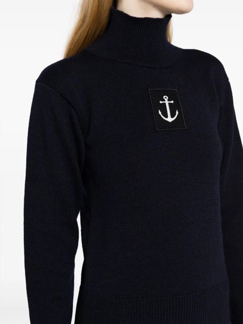 Jil Sander logo-patch high-neck jumper - Blue