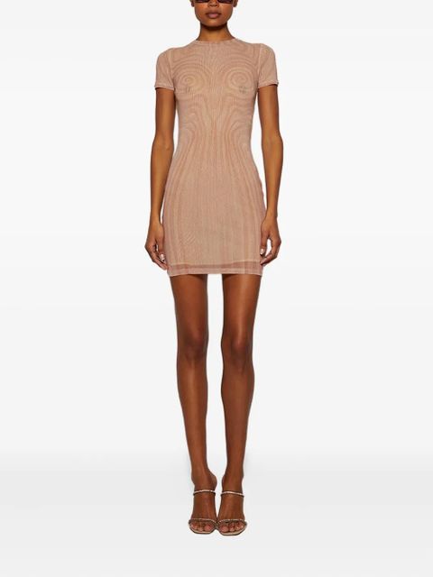 Jean Paul Gaultier spiral-print mesh mini dress - Neutrals - zdjęcie produktu nr 2