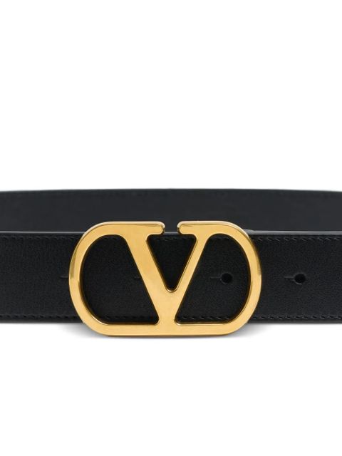 Valentino Garavani logo-buckle leather belt - Black
