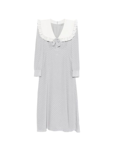 Alessandra Rich ruffled polka dot midi dress - Grey