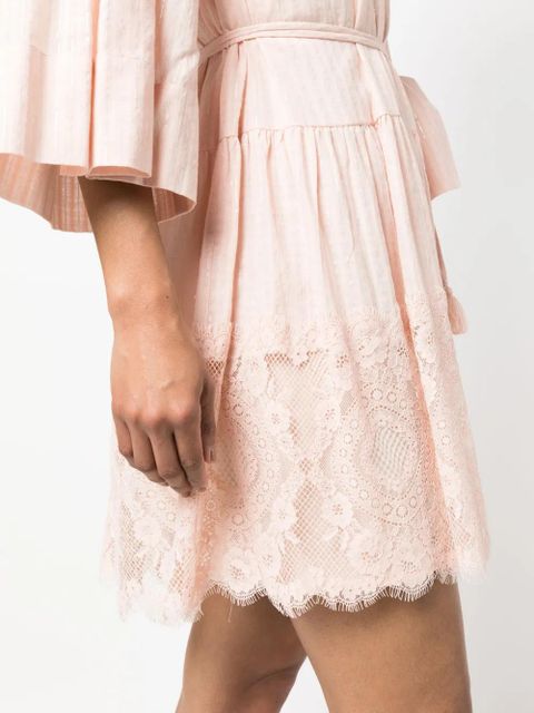 TWINSET lace-panelling cotton dress - Pink