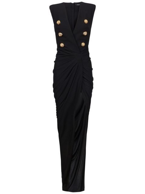 Balmain tailored crepe long dress - Black