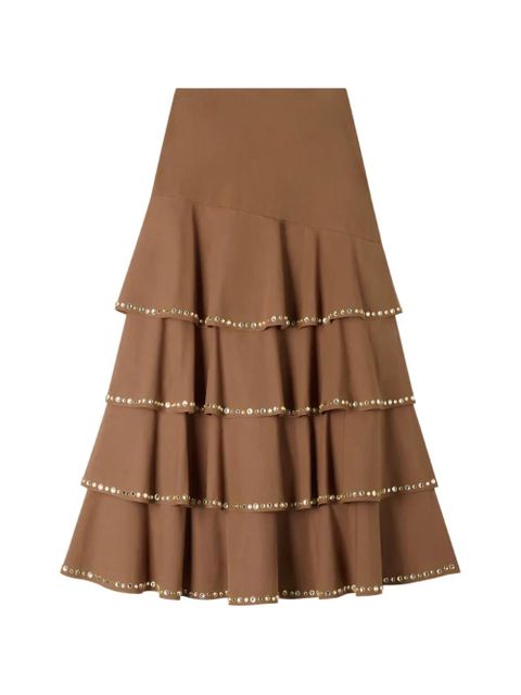 SANDRO midi crystal-embellished A-line skirt - Brown - zdjęcie produktu nr 1