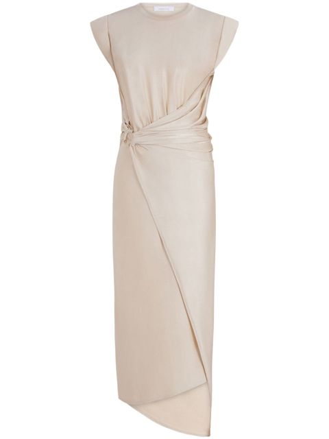 Rabanne gathered-detail draped midi dress - Neutrals - zdjęcie produktu nr 1