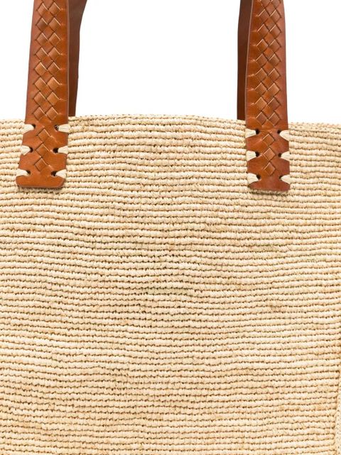 DRAGON DIFFUSION x Sovani woven-raffia leather-panel tote bag - Neutrals