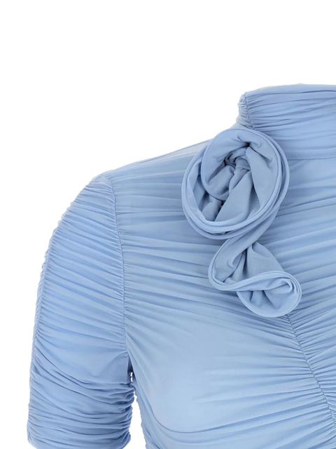 Magda Butrym floral curl silk top - Blue