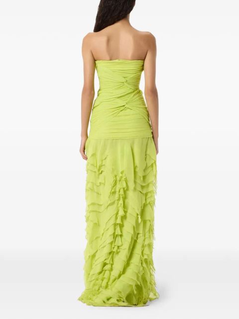 Blumarine ruched ruffled maxi dress - Green