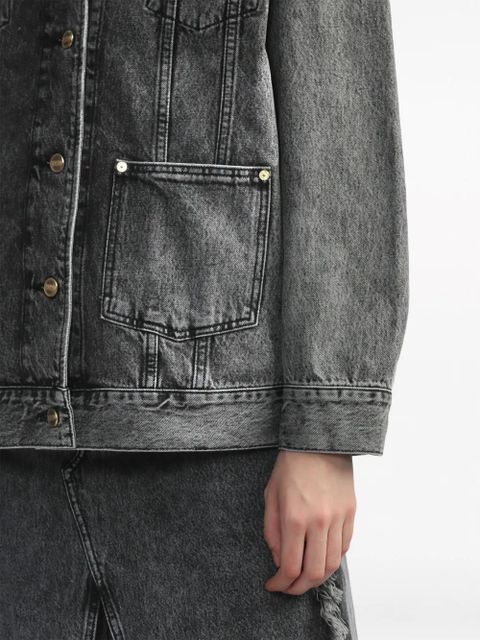 GANNI frayed-detail washed jacket - Black