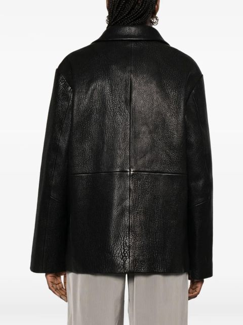 Róhe single-breasted grained-leather jacket - Black