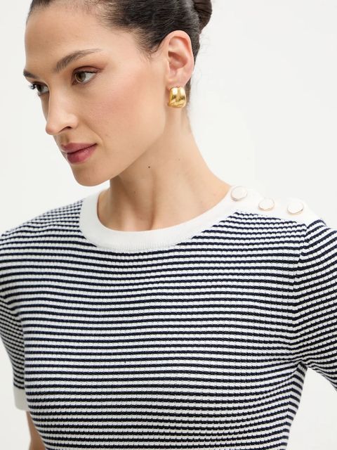 Morgan bluzka damska kolor granatowy w pasy MCAMELI