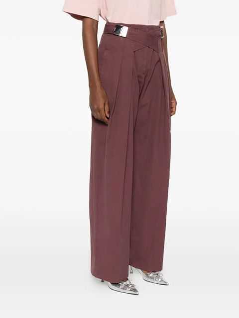 The Attico buckle-detail pleated trousers - Red