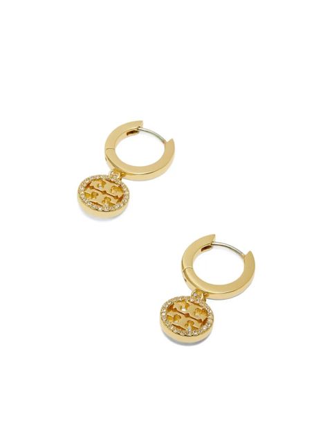 Tory Burch crystal-embellished hoop earrings - Gold - zdjęcie produktu nr 2