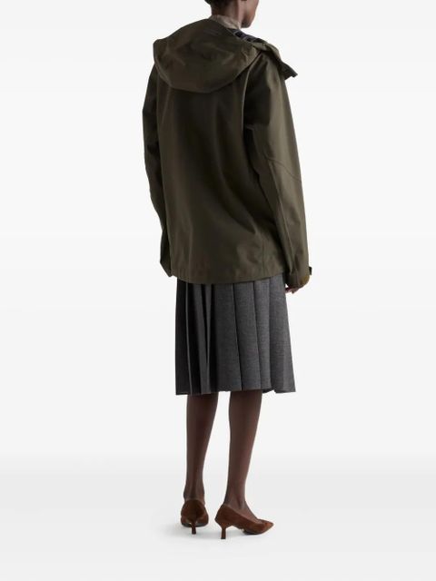 Prada hooded logo-label coat - Green - zdjęcie produktu nr 2