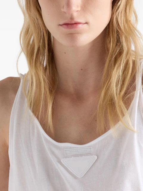 Prada thin-strap triangle-logo tank top - White