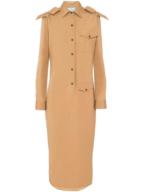 Prada triangle-logo cotton shirtdress - Neutrals - zdjęcie produktu nr 1