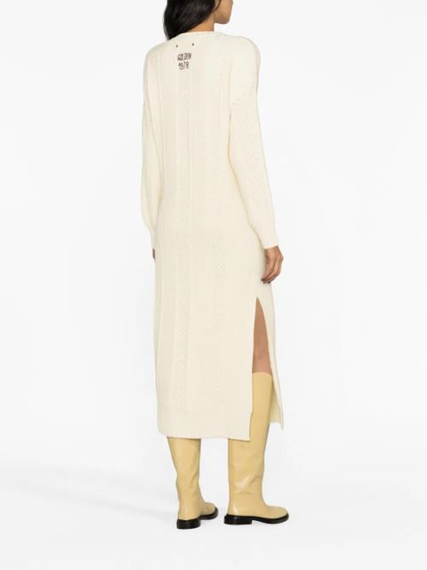 Golden Goose cable-knit crew neck dress - White