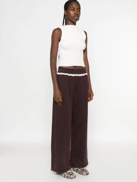 Magda Butrym lace-detail cotton track pants - Brown