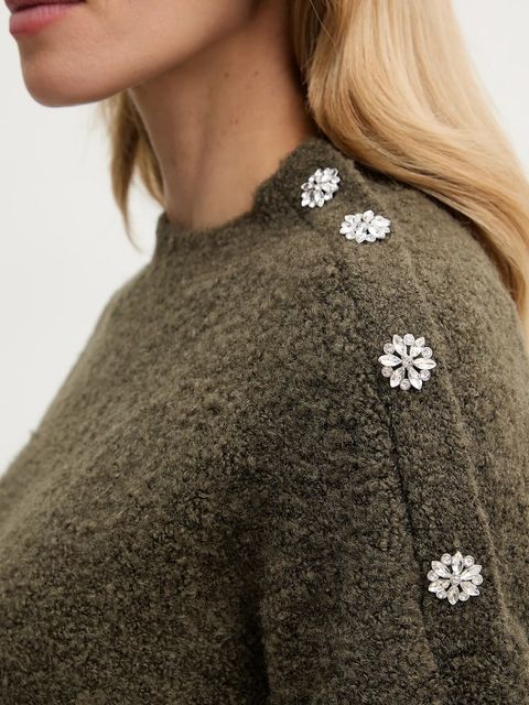 Morgan sweter z domieszką wełny MBULLE damski kolor zielony MBULLE