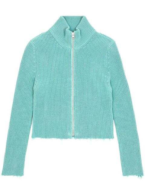 MM6 Maison Margiela raw-cut cropped cardigan - Blue - zdjęcie produktu nr 1