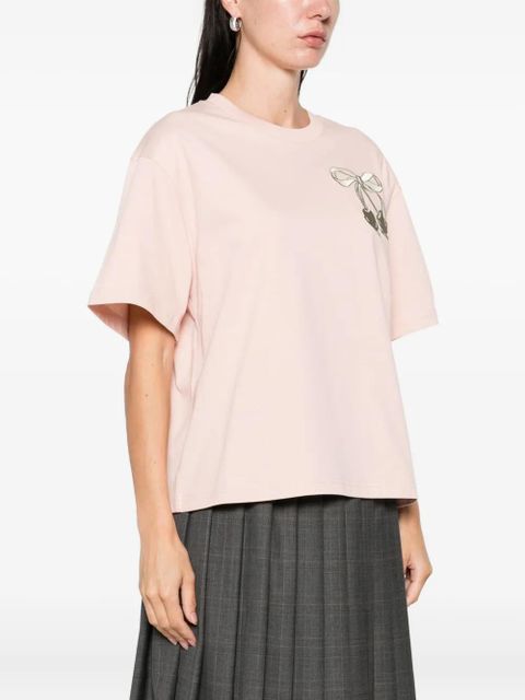Moncler bow-embroidered T-shirt - Pink