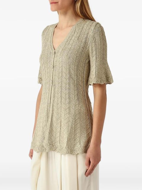 TWINSET pointelle-knit chevron-pattern sweater - Gold