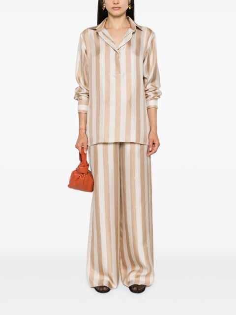 FENDI Pequin-stripe silk palazzo pants - Neutrals - zdjęcie produktu nr 2